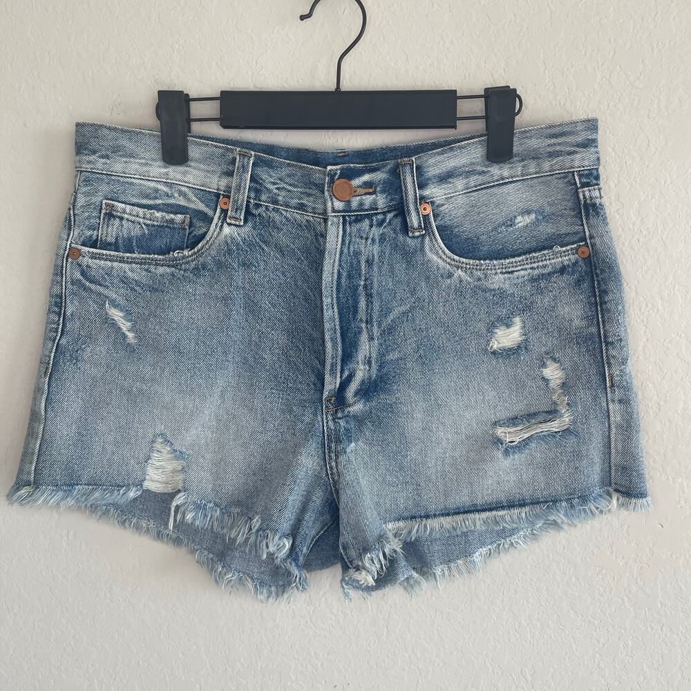 BlankNYC Women's High-Rise Distressed Denim Shorts Blue - Size 29
